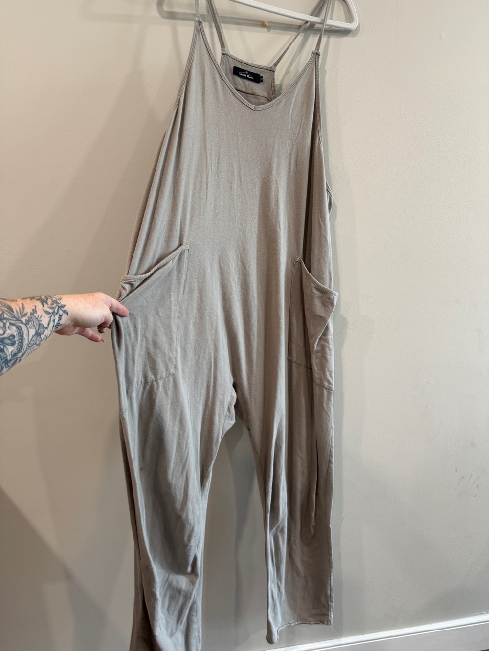 Oversized Sage Green Sleeveless Jumpsuit with Pockets